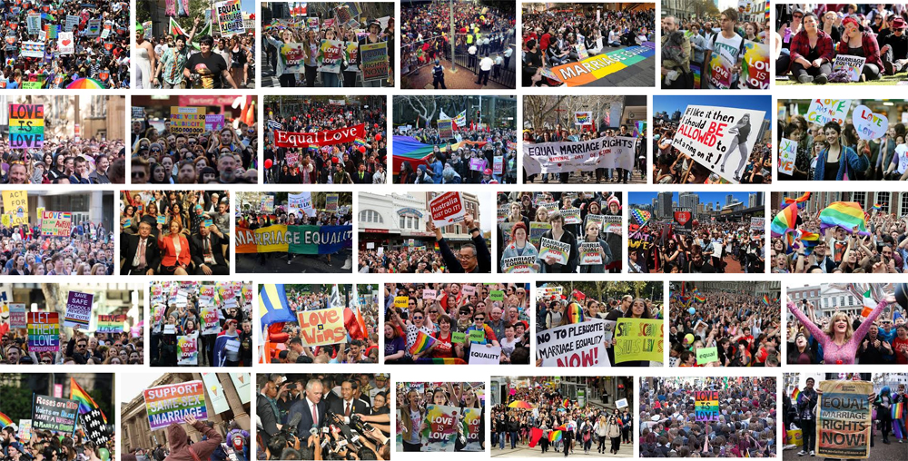 Google montage of same sex marriage protests